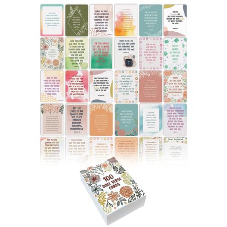 BETTER OFFICE PRODUCTS Bible Verse Encouragement Cards, Old & New Testament, 100 Unique Designs, 2.5in. x 3.5in., 100PK 64582